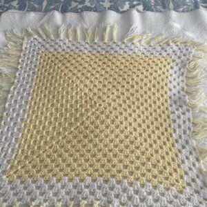 Vintage Hand Crocheted Baby Doll or Preemie Blanket  24" Square w/o Fringe